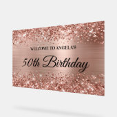 Glittery Roos Gold Foil 50th Birthday Welkom Acryl Bord (Hoek)