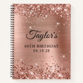 Glittery Roos Gold Foil 60th Birthday Guest Notitieboek (Voorkant)