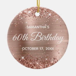 Glittery Roos Gold Foil 60th Birthday Keramisch Ornament