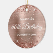 Glittery Roos Gold Foil 60th Birthday Keramisch Ornament (Links)