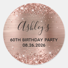 Glittery Roos Gold Foil 60th Birthday Party Ronde Sticker