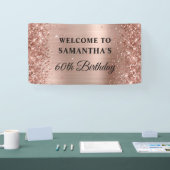Glittery Roos Gold Foil 60th Birthday Spandoek (Beurs)