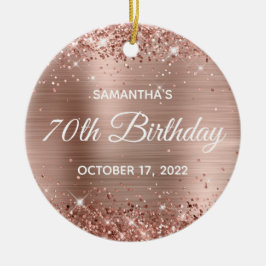 Glittery Roos Gold Foil 70th Birthday Keramisch Ornament