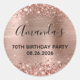 Glittery Roos Gold Foil 70th Birthday Party Ronde Sticker