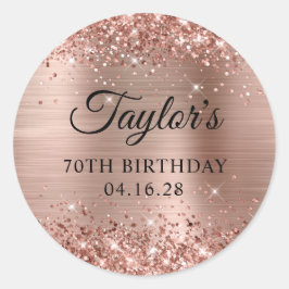 Glittery Roos Gold Foil 70th Birthday Ronde Sticker