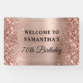 Glittery Roos Gold Foil 70th Birthday Spandoek (Horizontaal)