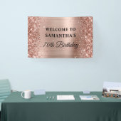 Glittery Roos Gold Foil 70th Birthday Spandoek (Beurs)
