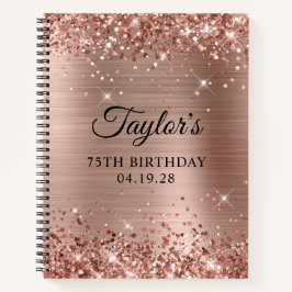 Glittery Roos Gold Foil 75th Birthday Guest Notitieboek