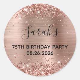 Glittery Roos Gold Foil 75th Birthday Party Ronde Sticker