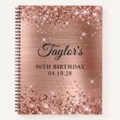 Glittery Roos Gold Foil 90th Birthday Guest Notitieboek (Voorkant)