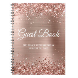 Glittery Roos Gold Foil 90th Birthday Guestbook Notitieboek