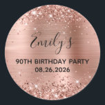 Glittery Roos Gold Foil 90th Birthday Party Ronde Sticker<br><div class="desc">Creëer je eigen 90ste verjaardagsfeestje is goed voor stickers of envelopzegels. Meisjes faux dun roos goudglitter op de boven- en onderrand, over een faux roze bruine roos gouden brute metaal folie. Pas de lettertypestijlen aan om uw eigen favoriete sticker te creëer voor haar speciale viering. De belangrijkste kleuren zijn roze,...</div>