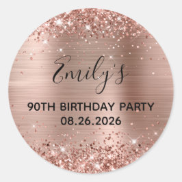 Glittery Roos Gold Foil 90th Birthday Party Ronde Sticker