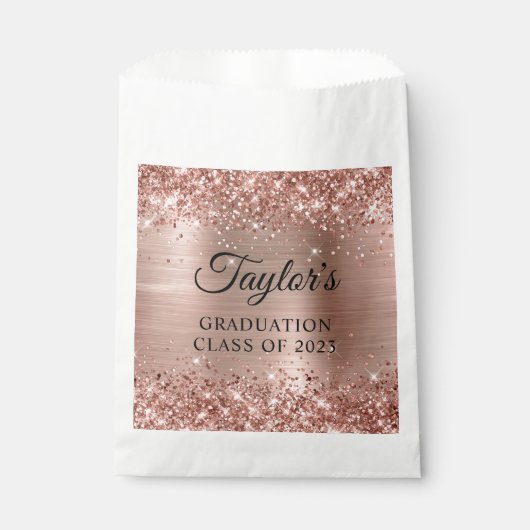 Glittery Roos Gold Foil Afstuderen Bedankzakje (Voorkant)