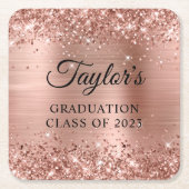 Glittery Roos Gold Foil Afstuderen Kartonnen Onderzetters (Voorkant)