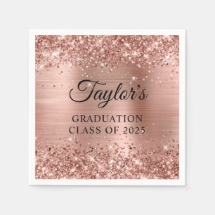 Glittery Roos Gold Foil Afstuderen Servet