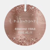 Glittery Roos Gold Foil Baby shower Glas Ornament (Achterkant)