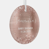 Glittery Roos Gold Foil Baby shower Glas Ornament (Voorkant Rechts)