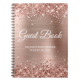 Glittery Roos Gold Foil Baby shower Guestbook Notitieboek