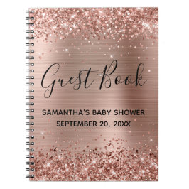 Glittery Roos Gold Foil Baby shower Guestbook Notitieboek