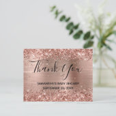 Glittery Roos Gold Foil Baby shower Hartelijk dank Briefkaart (Staand voorkant)