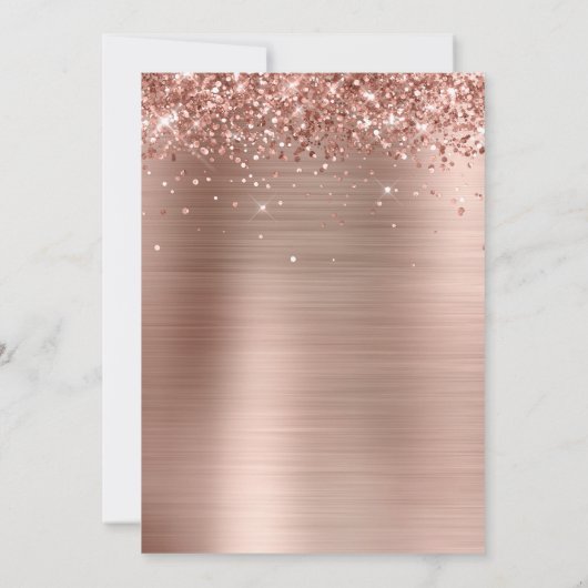 Glittery Roos Gold Foil Baby shower Kaart (Achterkant)