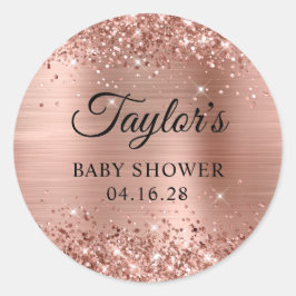 Glittery Roos Gold Foil Baby shower Ronde Sticker