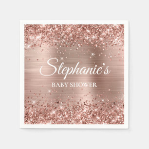 Glittery Roos Gold Foil Baby shower Servet
