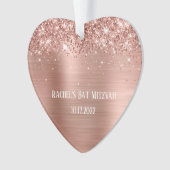Glittery Roos Gold Foil Bat Mitzvah Heart Ornament (voorkant)