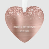 Glittery Roos Gold Foil Bat Mitzvah Heart Ornament (achterkant)