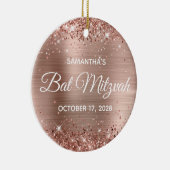 Glittery Roos Gold Foil Bat Mitzvah Keramisch Ornament (Rechts)
