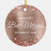 Glittery Roos Gold Foil Bat Mitzvah Keramisch Ornament (Voorkant)