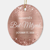 Glittery Roos Gold Foil Bat Mitzvah Keramisch Ornament (Links)