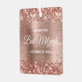 Glittery Roos Gold Foil Bat Mitzvah Metalen Ornament (Voorkant links)