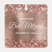 Glittery Roos Gold Foil Bat Mitzvah Metalen Ornament (Achterkant)