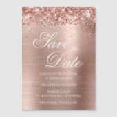 Glittery Roos Gold Foil Bespaar op datum Magnetische Uitnodiging (Voorkant)