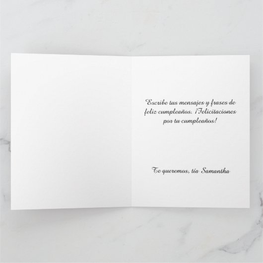 Glittery Roos Gold Foil Big Feliz Cumpleaños Kaart (Binnen)