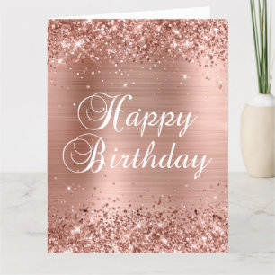 Glittery Roos Gold Foil Big Happy Birthday Kaart