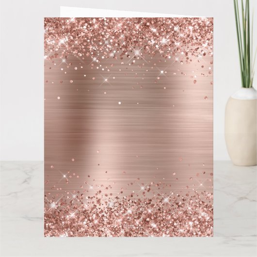 Glittery Roos Gold Foil Big Merry kerst Kaart (Achterkant)