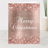 Glittery Roos Gold Foil Big Merry kerst Kaart (Voorkant)