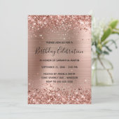 Glittery Roos Gold Foil Birthday Celebration Kaart (Staand voorkant)