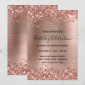 Glittery Roos Gold Foil Birthday Celebration Kaart (Voorkant / Achterkant)