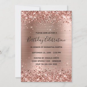 Glittery Roos Gold Foil Birthday Celebration Kaart
