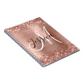 Glittery Roos Gold Foil Black en White Monogram Notitieboek (Rechterzijde)