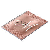 Glittery Roos Gold Foil Black en White Monogram Notitieboek (Linkerzijde)