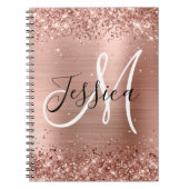 Glittery Roos Gold Foil Black en White Monogram Notitieboek (Voorkant)