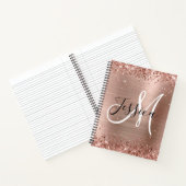 Glittery Roos Gold Foil Black en White Monogram Notitieboek (Binnen)