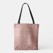 Glittery Roos Gold Foil Black White Monogramed Tote Bag (Achterkant)