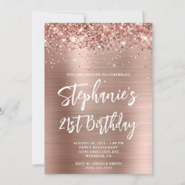 Glittery Roos Gold Foil Bold 21e Verjaardag Kaart