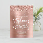 Glittery Roos Gold Foil Bold 21e Verjaardag Kaart (Staand voorkant)
